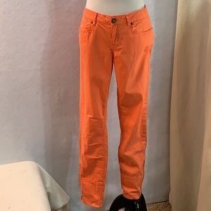 Peachy Orange Zipper Skinny Pants